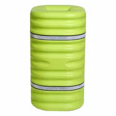 This column protector is made of green HDPE and features a square center design. It accommodates round or square columns with a 6-inch diameter and a minimum column length of 42 inches. Used to shield columns from impact in industrial environments such as warehouses and loading docks.