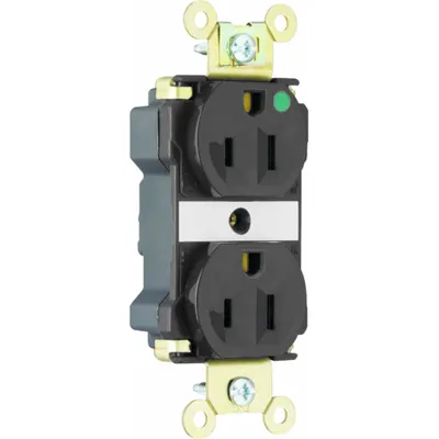 PASS & SEYMOUR Receptacle: Hospital Grade, Duplex, 5-20R, Black, 125V AC - General Purpose Receptacles
