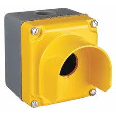 Aluminum enclosure for 30mm operators with one hole. Rated NEMA 1, 12, 13, 3, 4, and 6 for oil-tight and dust-tight protection. Used in industrial control stations to house push buttons, pilot lights, and selector switches.