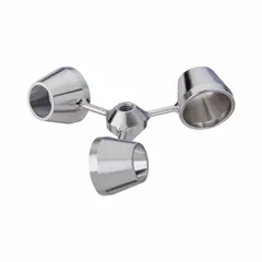 Stainless steel overhead stirrer impeller with a single turbulent-flow blade. Shaft and blade are constructed from stainless steel. Compatible with HEIDOLPH stirrer model 036093090. Used for mixing applications requiring turbulent flow in laboratory and industrial processes.