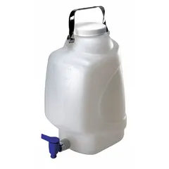 Swing-Handle Rectangular Carboy with Spigot, 2.64 gal, Polypropylene, Colorless