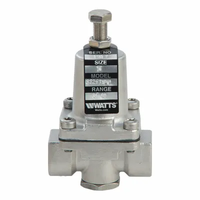 Watts Pressure Regulator: FNPT x FNPT, 1/4 in Pipe Size, Stainless Steel - Standard Capacity Water Pressure Regulators