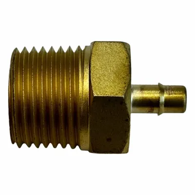 MEM-CO Mini Barbed Fitting Adapter: 3/4 in ID x 3/4 in Pipe x 3/16 in ID Size, MNPT x Tube - Standard Brass Barbed Tube Fittings