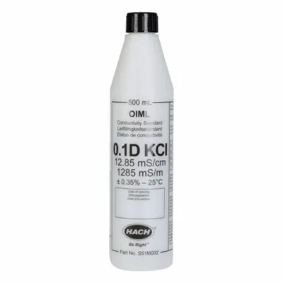 HACH Conductivity Standard Solution: 500 mL Volume, Liquid, Bottle, Solution - Conductivity Standards