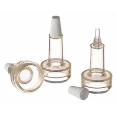 These WHEATON dropper bottle caps are translucent white, unlined closures with a 22 mm diameter. Designed for controlled liquid dispensing, they are suitable for use with compatible bottles in laboratory, pharmaceutical, or chemical applications. Each pack contains 100 dropper tips; caps are non-vented and do not include septa.
