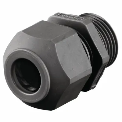 HUBBELL WIRING DEVICE-KELLEMS Liquid Tight Cord Connector: Nylon, PG7, Male, 0.11 in to 0.25 in, Black - Straight Plastic Cable Grips