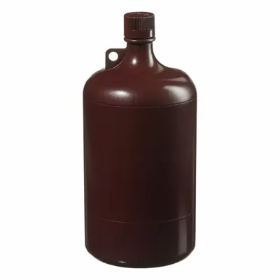 NALGENE Storage Bottle: PPCO, 1 gal, 4 L, Amber, 38-430 mm Screw Closure Size - PPCO Narrow Mouth Round Plastic Lab Bottles