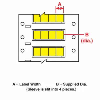 BRADY Sleeve Label: 3/8 in x 1/2 in, Polyolefin, Yellow (Matte) - Brady Precut Sleeve Label Rolls