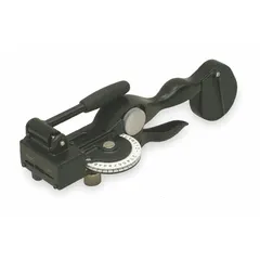 This embossing label printer uses stainless steel tape to create durable labels for industrial identification. It features a 3/16 in character height, A-Z character set with 0-9/A-Z type, and a built-in hole punch for finishing. The black finish and stainless steel construction suit demanding environments where labels must resist corrosion and chemicals.