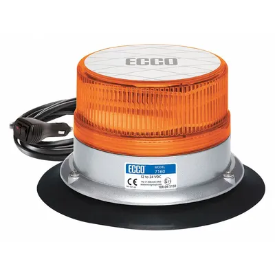 ECCO Beacon Light: Flashing Beacon, Amber, 3 7/8 in Overall Ht, LED - Vehicle Flashing Beacons