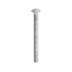 Grade 2 steel carriage bolt with a square neck to prevent rotation during tightening. Thread size 3/8"-16, length 4 1/2 in. Used for wood-to-metal or metal-to-metal fastening where a smooth, rounded head is desired. Supplied in a 25-pack.