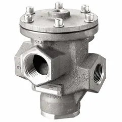 Two-way, two-position remote pilot poppet valve with pilot return and no override. Coefficient of Volume (Cv) of 30. Used for on/off air control in industrial pneumatic systems.