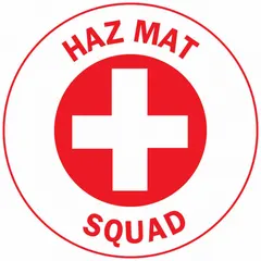 2-inch diameter, non-reflective, English-language vinyl label in a circle shape. Pack of 4. Designed for hard hat identification to designate hazardous materials squad personnel in industrial safety environments.