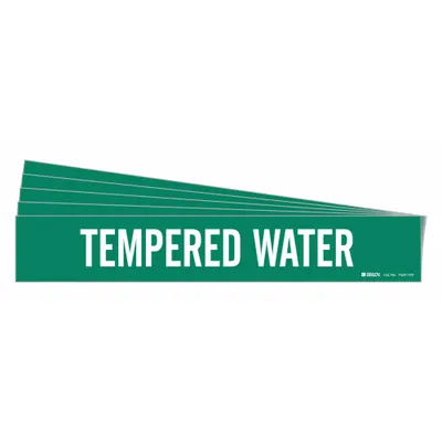 BRADY Pipe Marker: Tempered Water, Green, White, Fits 8 in and Larger Pipe O.D. - Tempered Water Adhesive Pipe Markers