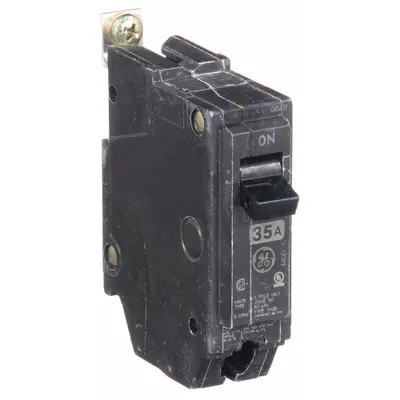 GE Miniature Circuit Breaker: THQB, 35 A, 120/240V AC, Single Phase, 10kA at 120/240V AC - THQB & THHQB Series, Bolt-On GE Miniature Circuit Breakers
