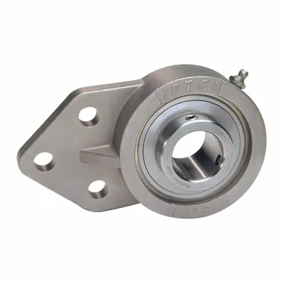 IPTCI BEARINGS Flange Mount Bearings: Radial Ball, 1 3/16 in Bore, SS, Set Screws - Food-Grade Flange-Mount Ball Bearings