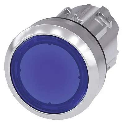 Siemens Flush Push Button: Amber, 22 mm Mounting Size, Metallic - Illuminated Flush-Mount Push-Button Operators