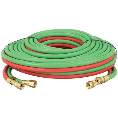 CONTINENTAL Twin Line Welding Hose: 1/4 in Hose Inside Dia., Green/Red, UNF x UNF, 50 ft Hose Lg - Grade T Twin-Line Welding Hose Assemblies