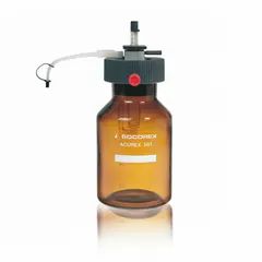 This bottle top dispenser mounts directly onto reagent bottles for precise liquid dispensing in laboratory settings. It delivers volumes from 0.2 mL to 2 mL with an accuracy of +/-0.35%.
