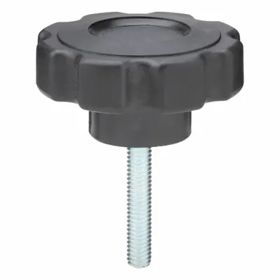 INNOVATIVE COMPONENTS Hand Knob: 8 Point, Plastic w/ Steel Thread, 5/16"-18 Thread - 8-Arm Knobs with Threaded Stud