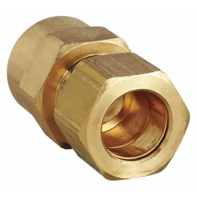 PARKER Compression Fitting Adapter: 3/8 in OD x 1/4 in Pipe Fitting Size, Compression x FNPTF - Standard Sleeve Brass Compression Fittings