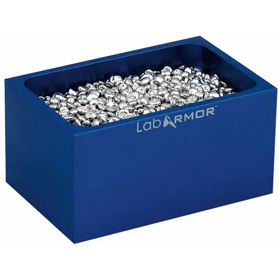 LAB ARMOR Double Blue Bead Block: Aluminum, 6 in Overall Wd, 3 3/4 in Overall Lg - Dry Bath Blocks