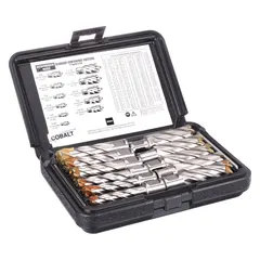 This annular cutter set is designed for cutting clean, precise holes in metal, including structural steel, plate, and pipe. The set includes a pilot pin for accurate alignment and features a 2-inch maximum cutting depth. Cutters are made of cobalt with a bright (uncoated) finish and have a 7/8-inch shank with a Weldon Flat for use with magnetic drill presses.