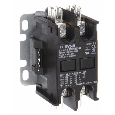 EATON Definite Purpose Magnetic Contactor: 2 Poles, 208-240V AC, 20 A - Non-Reversing Definite Purpose Contactors