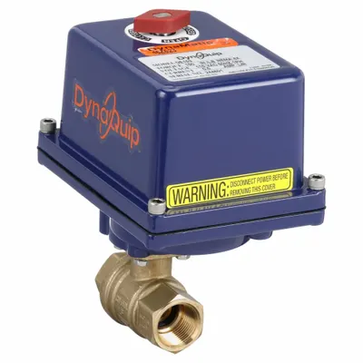 DYNAQUIP CONTROLS Electrically Actuated Two-Way Ball Valve: 3/4 in, Brass, 120V AC - Brass Electrically-Actuated Ball Valves