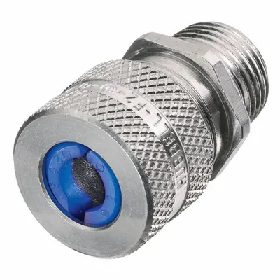HUBBELL WIRING DEVICE-KELLEMS Liquid Tight Cord Connector: Aluminum, 1/2 in MNPT, 0.38 in to 0.50 in - Straight Metallic Cable Grips