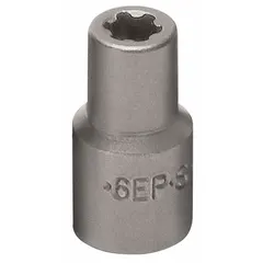 This 1/4" drive Torx Plus hand socket features an E6 socket size with a 6-point standard profile. It is used for fastening and loosening Torx Plus fasteners in applications where spark resistance is required, such as in hazardous environments.