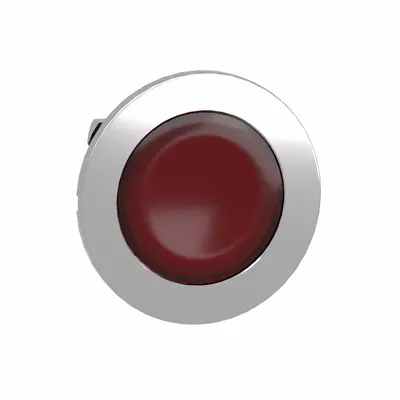 SCHNEIDER Flush Push Button: Red, 30 mm Mounting Size, Metallic - Illuminated Flush-Mount Push-Button Operators