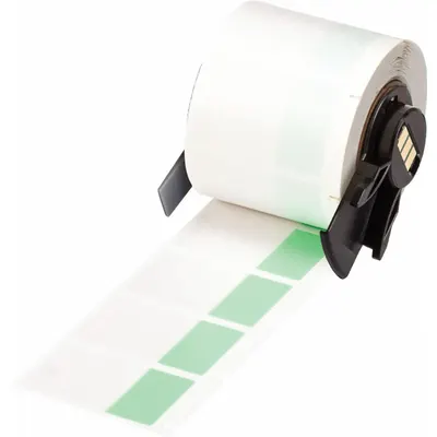 BRADY Wraparound Label: 1 1/2 in x 1 in, 1 in, Vinyl, Green (Matte) - Brady Precut Label Rolls