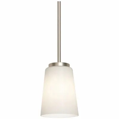 AFX INC. LightPendant: 5 in Dia, 7 1/4 in Ht, Satin Nickel, 60 W, 120V AC - Joanna Pendant Lights