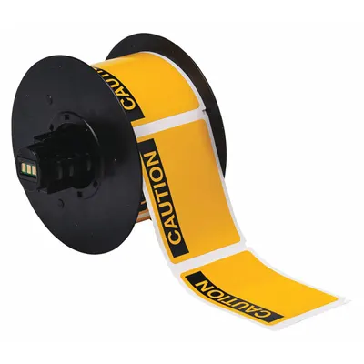BRADY Pre-Cut Label Stock Roll: Caution, CAUTION Header, 2 1/4 in x 3 in, 2 1/4 in - Brady Caution Precut Label Rolls