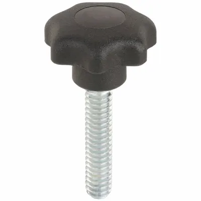 KIPP Hand Knob: 7 Point, Plastic w/ Steel Thread, 1/4"-20 Thread, 30 mm Thread Lg - 7-Arm Knobs with Threaded Stud