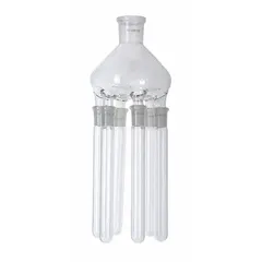 Rotary evaporator accessory designed to increase distillation throughput by enabling multiple flasks to be processed simultaneously on a compatible rotary evaporator. Facilitates parallel solvent removal in laboratory settings.