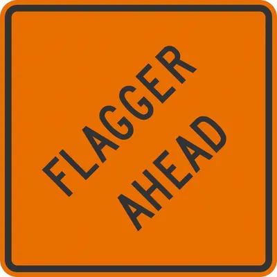 LYLE 36x36 Flagger Ahead Sign, W20-7A MUTCD, Engineer-Grade Orange Aluminum - Flagger Ahead Signs
