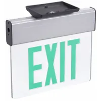 Edge-lit Exit Sign: 1 Faces, Green, Aluminum, Universal Field Selectable Chevrons, LED, Silver (MPN EDG 1 G M6)