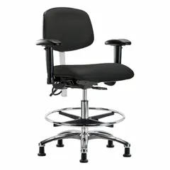 Vinyl ESD & Cleanroom Task Chair with Arms, Adjustable Height 21 1/2" to 29", 19" Seat Width, ISO 5, ESD-Safe, Aluminum Base
