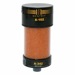 Silica gel desiccant breather with 2 micron rating for hydraulic tank reservoirs. Includes check valve and replaceable cartridge with 1" slip fit connection. Suitable for high-humidity and high-dust environments.