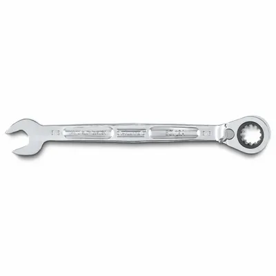 PROTO Combination Wrenches: Alloy Steel, Full Polish Chrome, 3/8 in Head Size - SAE Spline Ratcheting Combination Wrenches