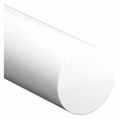 PET-P Rod: 2 1/4 in Dia, 12 in Lg, Opaque, White, 12,400 psi Tensile Strength - Polyester Rods & Discs
