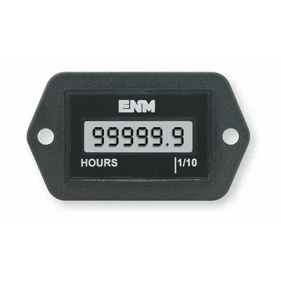 ENM Hour Meter: Hour Meters, Front Panel Mounting, Digital, 1 1/4 in x 2 1/8 in