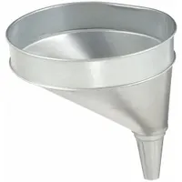 Galvanized Offset Spout Funnel: Steel, 192 fl oz Fluid Capacity, 10 1/2 in Overall Dia, Silver (MPN 94465)