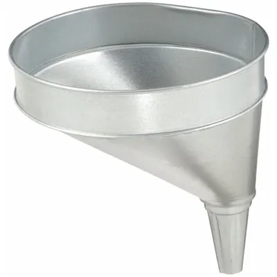 FUNNEL KING Galvanized Offset Spout Funnel: Steel, 192 fl oz Fluid Capacity, 10 1/2 in Overall Dia - Spout Funnels