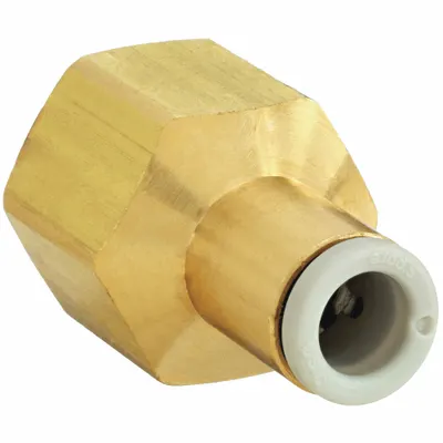SMC Push-Fit Adapter Fitting: 6 mm OD x 1/8 in Pipe Size, Push-to-Connect x BSPT - Polybutylene & Brass Tube Fittings