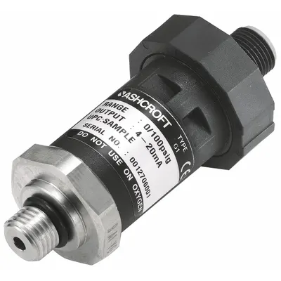 ASHCROFT Pressure Transmitter: 0 psi to 200 psi, 4 to 20mA DC, 4-Pin M12 Connector - Pressure Transmitters with 4-Pin M12 Connector