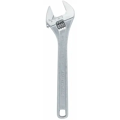 CHANNELLOCK Adjustable Wrench: Alloy Steel, Chrome, 15 in Overall Lg - General Purpose Adjustable Wrenches