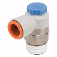 SMC Speed Control Valve: Elbow Fitting, Screw, 1/2 in Valve Body Size, 3/8 in Tube, Meter In (MPN AS4211F-N04-11S)